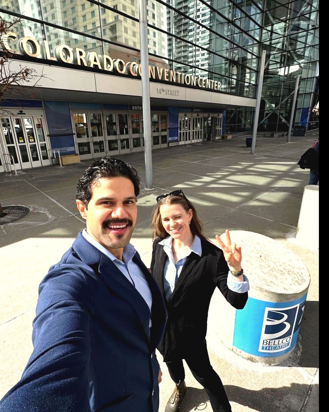 André de Souza and Liza Pereskokova outside the Colorado Convention Center, Denver